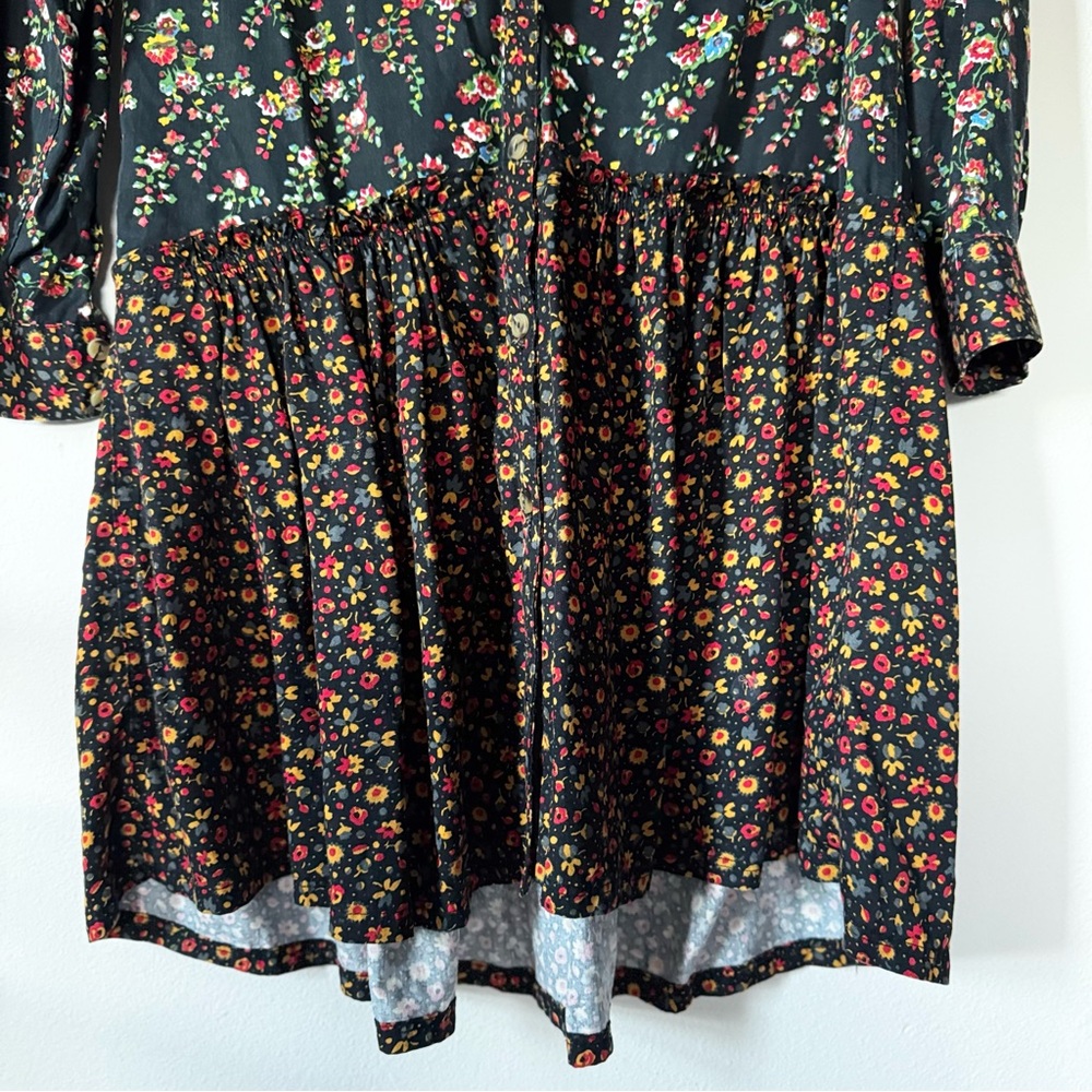Anthropologie Maeve Floral black Tunic Dress 0 - Picture 9 of 15